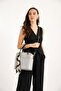 Gray Women's Shoulder and Hand Bag with Stylish Scarf Detail and Adjustable Strap for Daily Use - 2