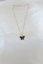 Gold Plated Black Colored Pearlescent Butterfly Necklace - 2