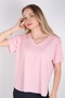 Women's V-Neck Flowy Cotton T-Shirt with Side Slits - 2