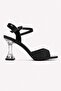 Stoned Transparent Heeled Sandals Black - 2