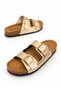 Autenti Women's Full Orthopedic Leather Slippers - Metallic Gold Yellow - Genuine Cork Fussbett - Eva Sole - Made in Spain - 4