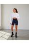 Women's High Waist Navy Blue Biker Leggings – Slimming & Sporty Style - 2