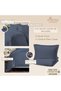 Pure 100% Cotton Single Duvet Cover 140x200 cm Dark Blue, 400TC Sateen Weave Quilt Cover & 1 Pillowcase - 3