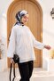 Lace-Up Collar, Buttoned, Lined, Embroidered Oversized Linen Tunic -White - 2