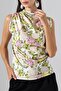 Women's Micro Digital Draped Sleeveless Blouse - 4