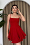 Women's Strappy Mini Dress Square Neckline Flounce Skirt Stylish Casual Event Graduation Dress