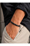 Men's Black Matte Natural Stone Look Adjustable Drawstring Bracelet