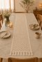 Vintage Knitted Runner with Tassels Natural Bohemian Tablecloth Decorative Table and Console Runner - 4
