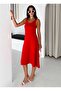 Women's Drawstring Strap Detailed Sleeveless Loose Flared Skirt Summer Midi Dress - 4