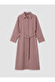 Burgundy Belted Striped Shirt Dress - 5
