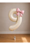 -9- Age Beige Number Powder Pink Bow Foil Balloon Set