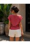 Women's Dusty Rose Boat Neck Pleated Detailed Modal Woven Blouse Cm26Bz00546 - 6