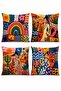Most Abstract Colorful Girl Patterned 4-Piece Throw Pillow Cover Set - 3