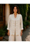 Ecru Color Linen Jacket with Lace and Pocket Detail - 3