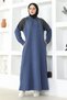 Shoulder Detailed Hijab Dress Indigo - 2