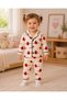 100% Cotton Long Sleeve Buttoned Ladybug Patterned Soft Textured Bottom Top Girl Boy Unisex Baby Pajama Set
