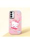 Samsung Galaxy A15 Compatible Case with Camera Protector Pink Silicone Couple Phone Case with Kitty Pattern