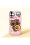 iPhone 16 Plus Compatible Case with Camera Protector Pink Silicone Couple Phone Case with Kitty Pattern