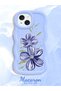 iPhone 14 Compatible Case Camera Protector Blue Silicone Couple Phone Case Floral Pattern - 2