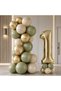 Gold Retro Birthday Set Mildew Green Sand Beige Gold Balloons Gold Foil Number Party Decoration