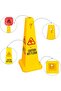 4 Sides View Caution Wet Floor Safety Cone | Highly Visible Yellow Wet Floor Sign for Safety | Easily Noticable Floor Sign (2) - 2