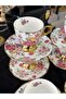 6-Piece Flowered Gilt Porcelain Cup Set with Stands 90 ml - 5
