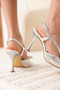 Women's Silver Heeled Shoes Tr08Ms38C - 7