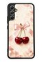 Samsung A34 Glossy Phone Case with Cherry Pearl Ribbon Design