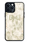 iPhone 13 Pro Max Glossy Phone Case with Ivory Pearl Bow Design