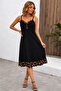 Women's Rope Strap V-Neck Leopard Patterned Midi Viscose Dress - 3