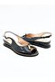Women's Genuine Leather Wedge Heeled Shoes Black - 3