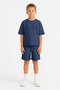 Boy's 5-12 Years Old Honeycomb Textured Oversize Shorts and T-Shirt Set