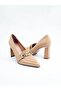 Women's Genuine Leather Heeled Shoes Beige - 3