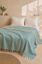 Cotton Multi-Purpose Pique 220X240 Double Bedspread Sofa Cover Tv Shawl with Tassels - 5