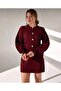 Gold Buttoned Balloon Sleeve Cardigan Skirt Elasticized Tricot Set - 4