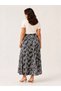 Plus Size Shawl Patterned Viscose Midi Skirt High Waist Flowy Relaxed Fit Casual Stylish Skirt - 3