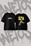 Sza Sos Design Back Printed Cotton Black Oversize T-Shirt