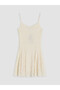 White Rope Strap Waist-Slit Lace Mini Dress - 4
