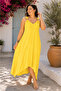 Women's Ring Strap V-Neck Asymmetrical Cut Plus Size Maxi Dress – Comfortable Fit Summer Dress - 2