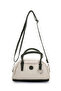 Silver Ring Detailed Women's Crossbody Bag Plain Linen Khaki - 4