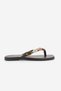 Women's Flip-Flops with Blunt Toe and Stones, Daily Slippers, Nukas Brown - 4