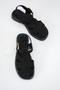 Black Suede Women's Sandals with Cage Model and Buckle Detail - 3
