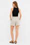 Women's Raw Linen Striped Shorts - 4