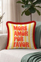 More Amor Striped Retro Fringed Pillowcase - Nostalgic Yellow Red Burgundy Tassel Throw Pillow Cover - 7