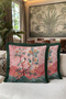 Exotic Bird Floral Fringe Pillowcase - Artistic Nature Boho Green Gray Tassel Throw Pillow Cover - 5