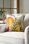 Tropical Floral Sunset Fringed Pillowcase - Botanical Ethnic Green Mink Tassel Throw Pillow Cover
