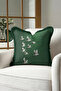 Elegant Fringed Pillowcase with Bird Pattern - Bohemian Green Gray Tassel Throw Pillow Cover with Crane Figure - 5