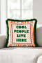 Cool People Live Here Retro Fringed Pillowcase-Orange Bohemian Green Black Tassel Throw Pillow Cover - 3
