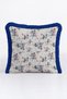 Vintage Floral Fringed Pillowcase - Nostalgic Floral Cream Blue Navy Blue Tassel Throw Pillow Cover