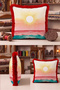 Sunset Sea View Fringed Pillowcase - Sun Ethnic Turquoise Burgundy Tasseled Throw Pillow Cover - 4